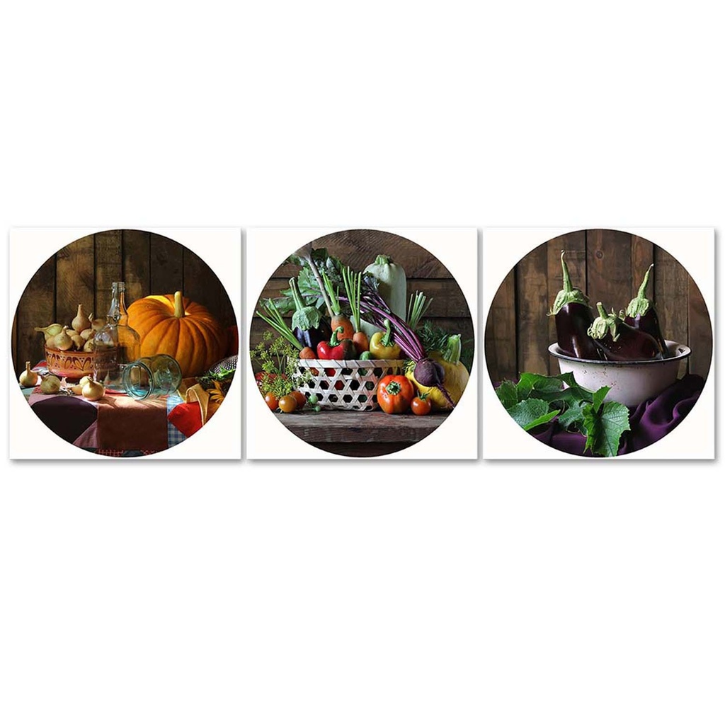Ensemble de cadres décoratifs panneaux en toile et mdf avec image de cuisine d'automne feeby-02