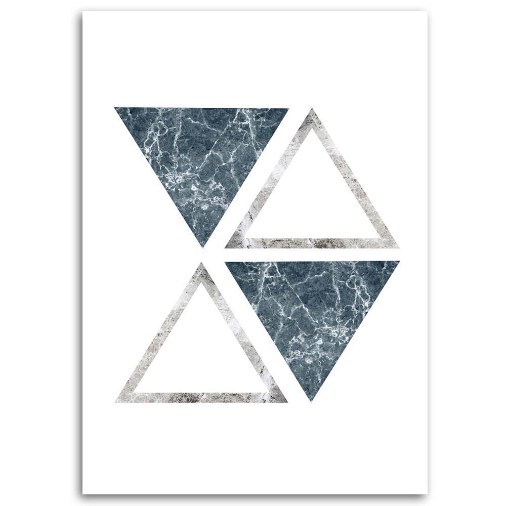Cadre à suspendre en mdf imprimé sur toile d'une seule pièce triangles abstraits finition marbre feeby-02