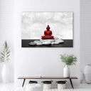 Cadre mural pour intérieurs en noir et blanc bouddha rouge sur des pierres feeby-01
