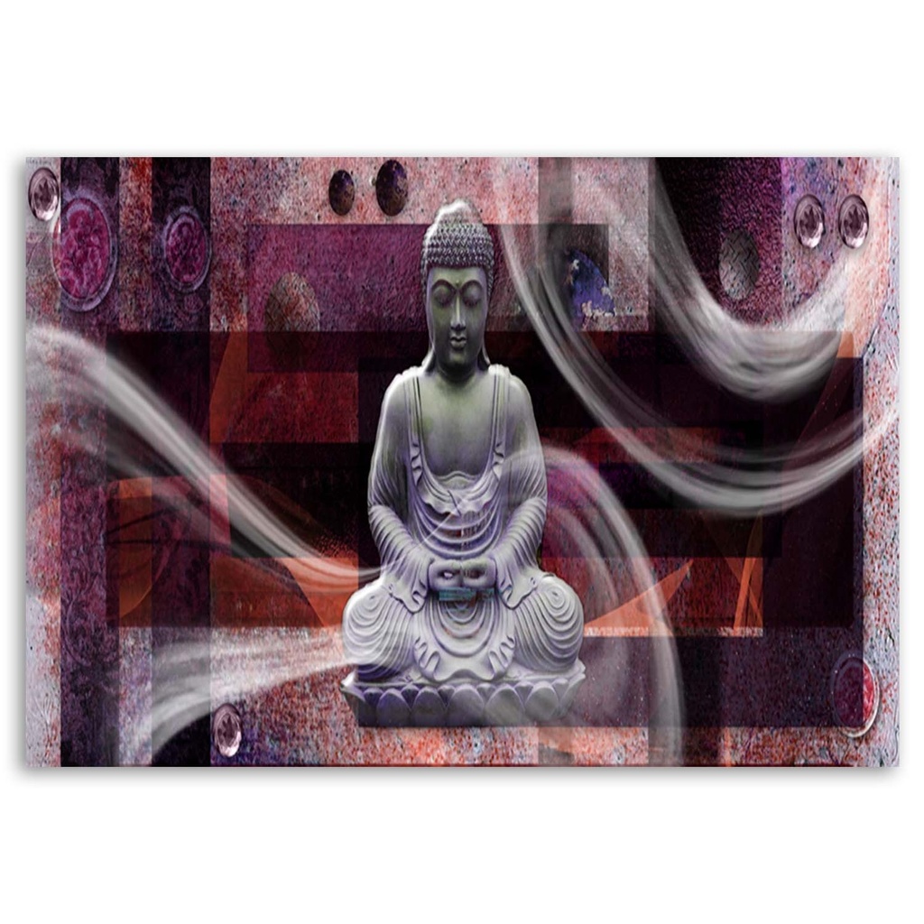 Cadre imprimé sur toile avec image abstraite de bouddha moderne fabriqué en mdf et toile feeby-02