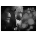 Cadre imprimé sur toile avec image de visage de bouddha de couleur blanc et noir fabriqué en mdf et toile feeby-02