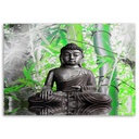 Cadre imprimé sur toile avec image de bouddha et de feuilles fabriqué en mdf feeby-02