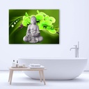 Cadre imprimé sur toile avec image de bouddha avec orchidée verte fabriqué en mdf feeby-01