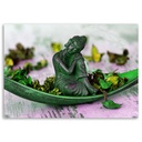 Cadre décoratif avec image de bouddha sur des feuilles et pétales de multiples couleurs feeby-02