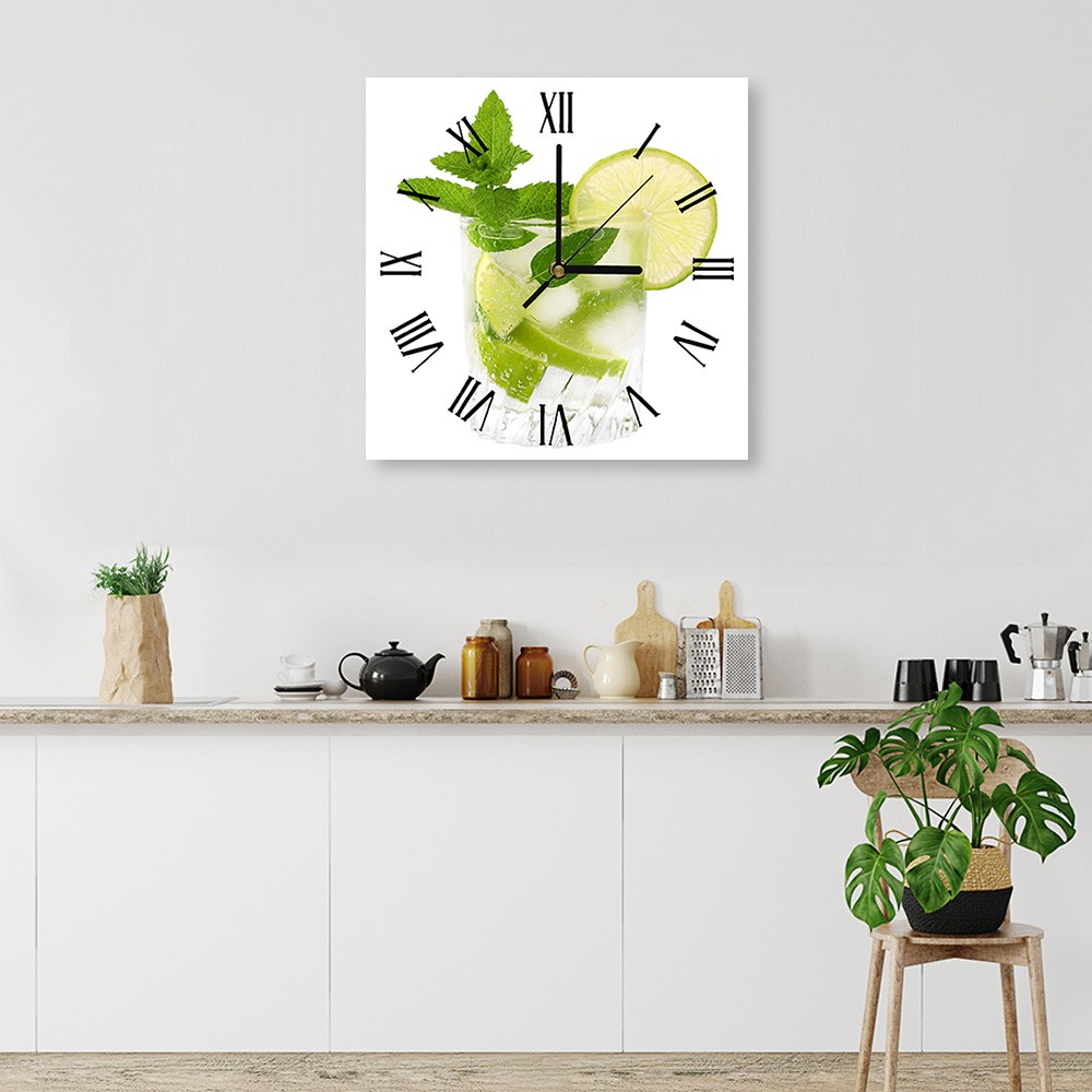 Horloge murale en panneau de fibres de bois classique avec une finition de couleur verte feeby-01