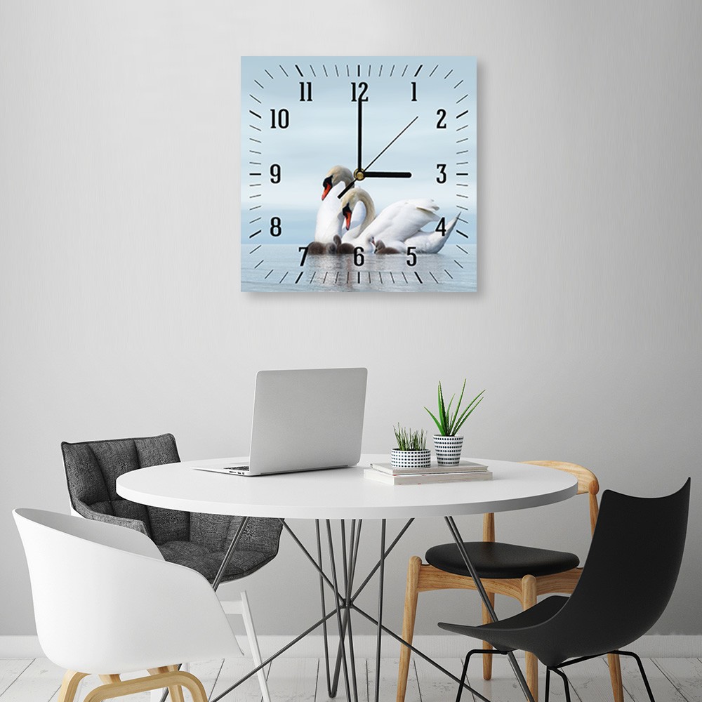 Horloge murale motif animal en panneau de fibres de bois classique avec une finition de couleur bleue feeby-01