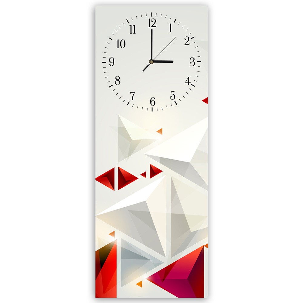 Horloge murale en panneau de fibres de bois et papier classique avec finition de couleur gris et rouge feeby-02