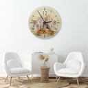 Horloge murale avec dessin d'anges de couleur beige fabriquée en hdf et papier satiné feeby-01