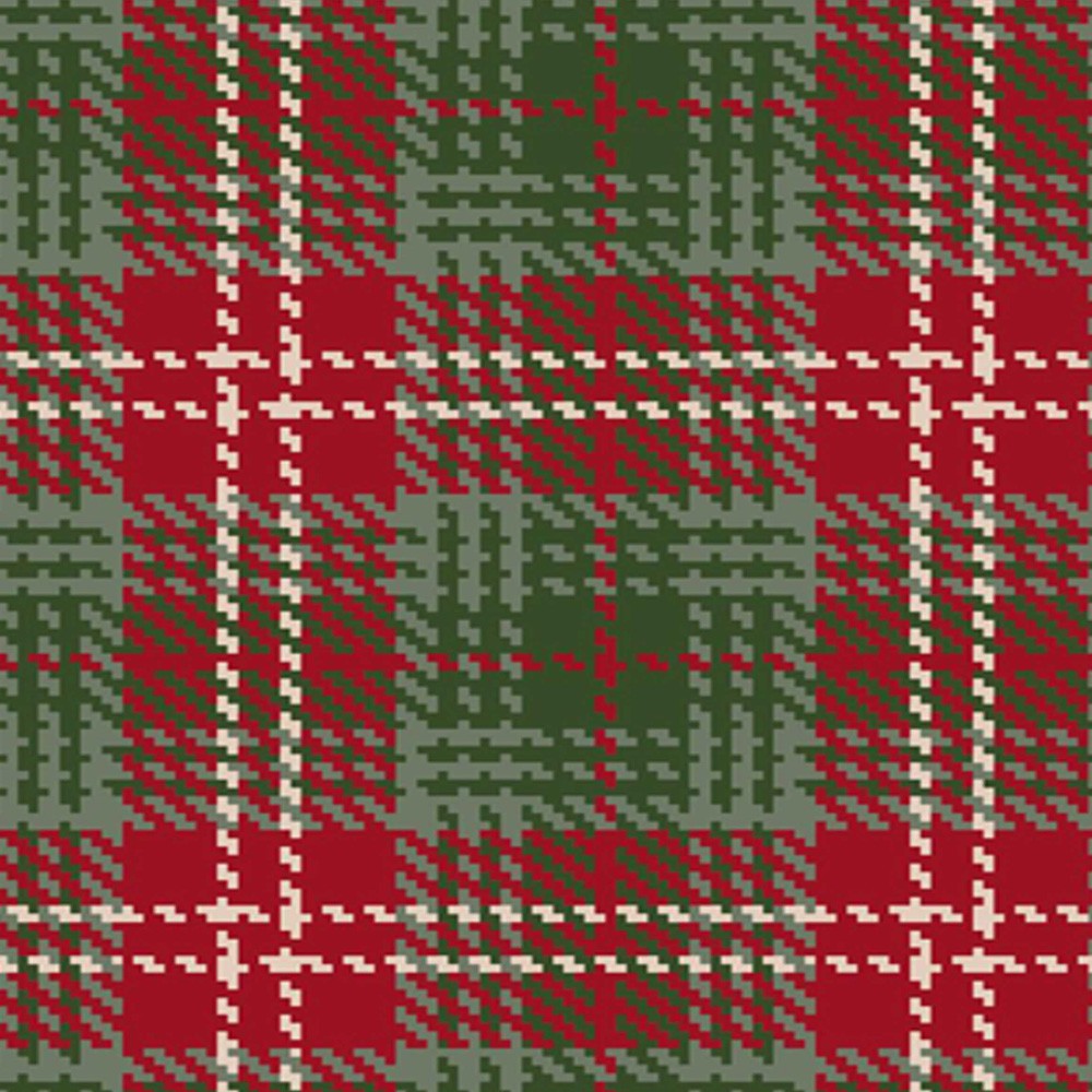 Paravent à deux faces 180 cm fabriqué en mdf et toile avec décor tartan rouge et vert feeby-02