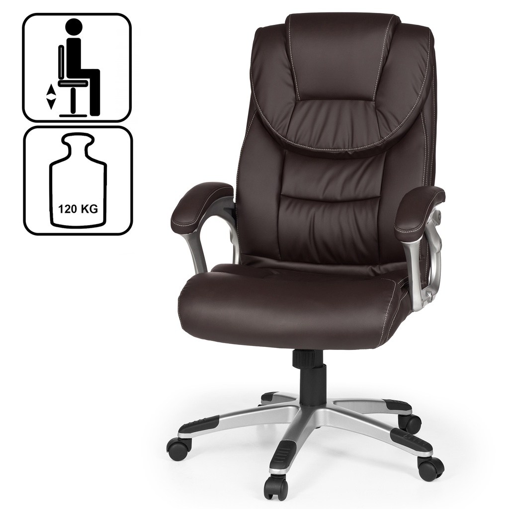 Chaise de bureau Madrid cuir artificiel marron ergonomique avec appui-tête_02