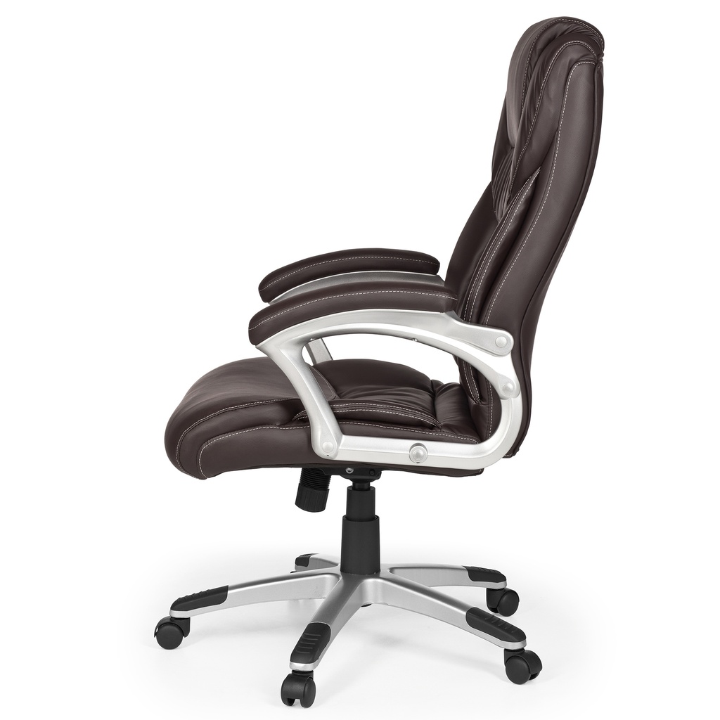 Chaise de bureau Madrid cuir artificiel marron ergonomique avec appui-tête_03