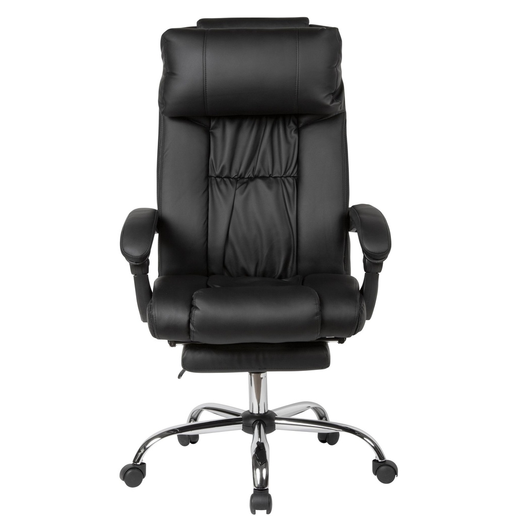 Housse de chaise de bureau simili cuir noir jusqu'à 110 kg avec repose-pieds extensible_01