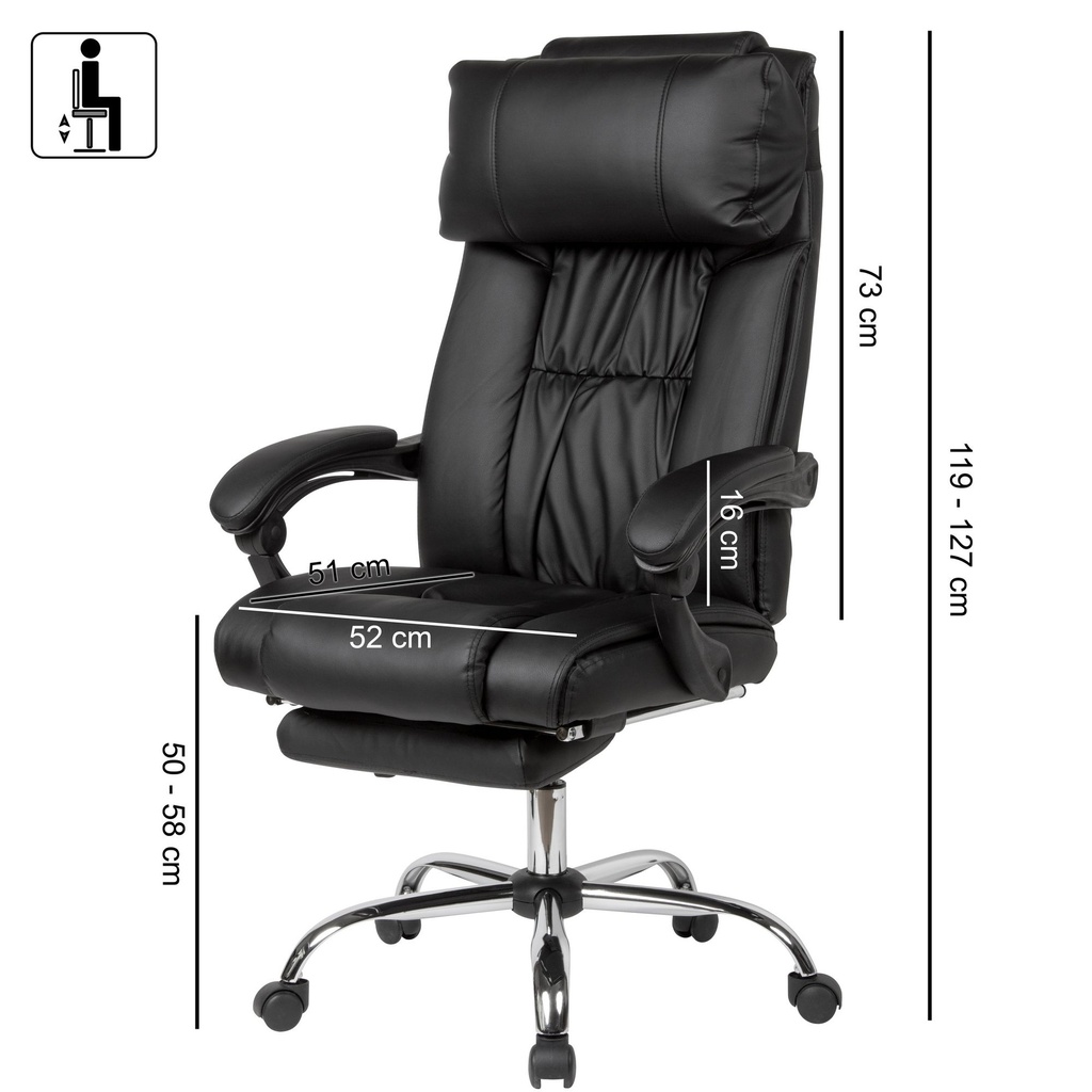 Housse de chaise de bureau simili cuir noir jusqu'à 110 kg avec repose-pieds extensible_02