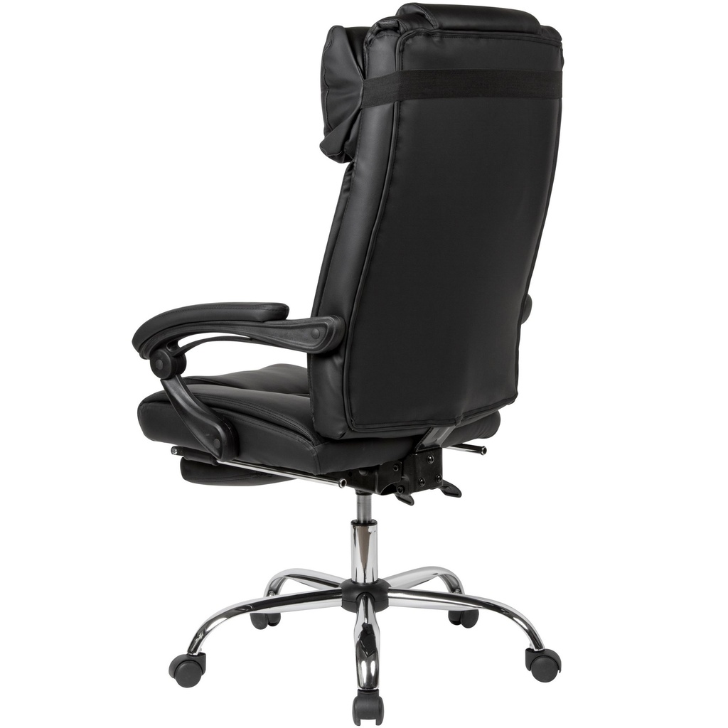 Housse de chaise de bureau simili cuir noir jusqu'à 110 kg avec repose-pieds extensible_04
