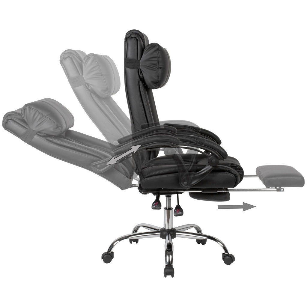 Housse de chaise de bureau simili cuir noir jusqu'à 110 kg avec repose-pieds extensible_05