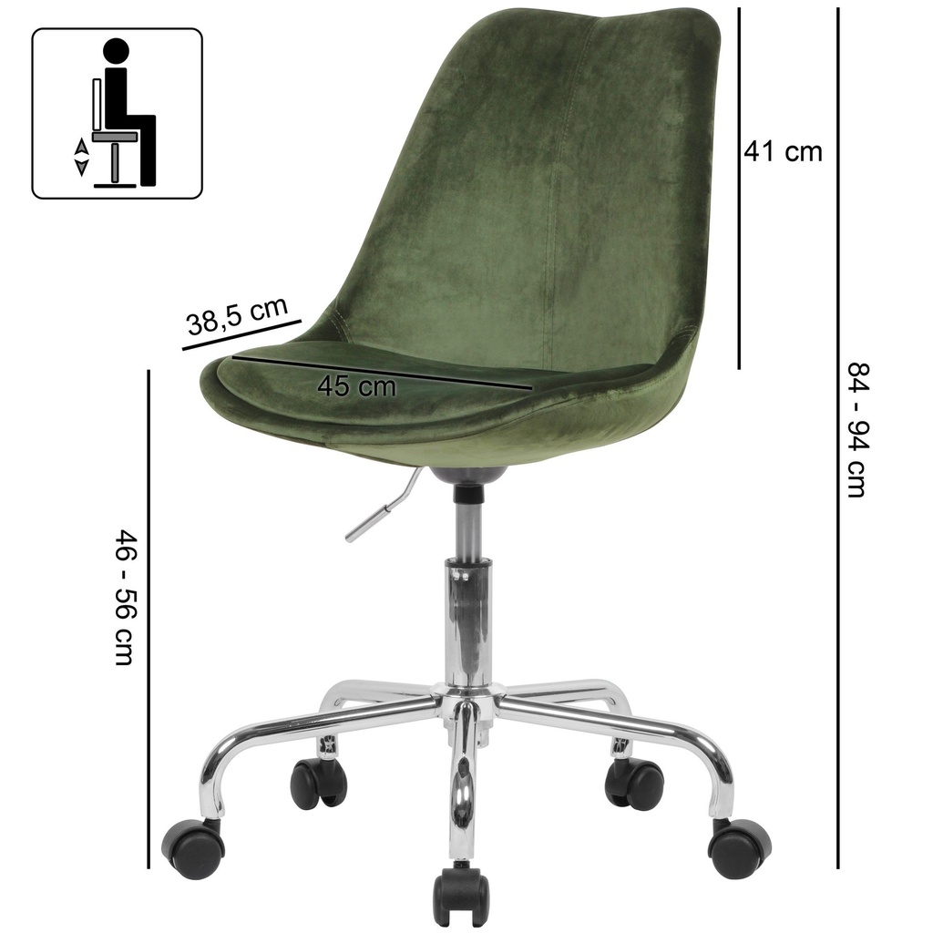 Chaise de bureau velours vert_02