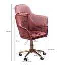 Chaise de bureau velours rose, avec dossier, réglable en hauteur jusqu'à 120 kg, avec roulettes, pivotante_03
