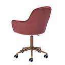 Chaise de bureau velours rose, avec dossier, réglable en hauteur jusqu'à 120 kg, avec roulettes, pivotante_08