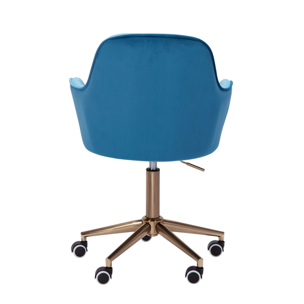 Chaise de bureau velours bleu, avec dossier, réglable en hauteur jusqu'à 120 kg, avec roulettes, rotative_08