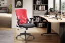 Chaise de bureau housse en maille rouge/noir, jusqu'à 120 kg, réglable en hauteur avec support lombaire, ergonomique avec accoudoirs et fonction bascule_02