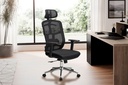 Chaise de bureau housse en maille noire, jusqu'à 120 kg avec appui-tête, réglable en hauteur avec support lombaire, ergonomique avec fonction bascule_02