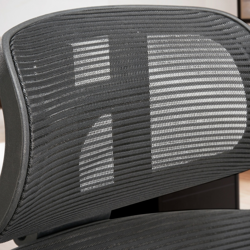 Chaise de bureau housse en maille noire, jusqu'à 120 kg avec appui-tête, réglable en hauteur avec support lombaire, ergonomique avec fonction bascule_07