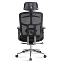 Chaise de bureau housse en maille noire, jusqu'à 120 kg avec appui-tête, réglable en hauteur avec support lombaire, ergonomique avec fonction bascule_08