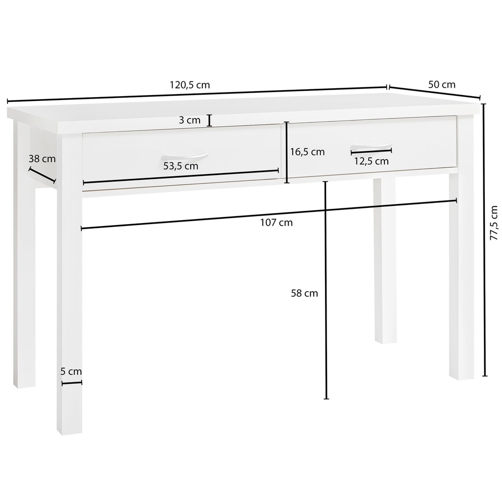 Bureau SAM blanc avec 2 tiroirs 120 x 77 x 50 cm moderne_03