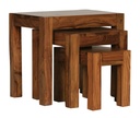 Set de 3 tables gigognes MUMBAI en bois massif de sheesham style maison de campagne, bois naturel marron foncé_07