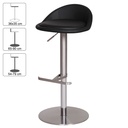 Tabouret de bar en acier inoxydable noir, hauteur d'assise réglable 54 - 79 cm_02