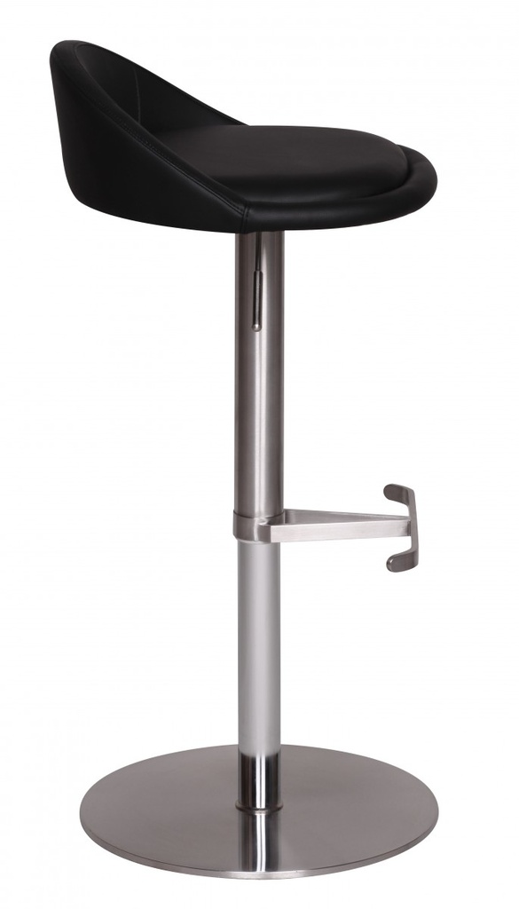 Tabouret de bar en acier inoxydable noir, hauteur d'assise réglable 54 - 79 cm_03