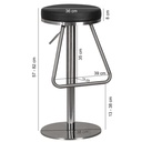 Tabouret de bar en acier inoxydable noir, assise réglable en hauteur 54 - 79 cm_03