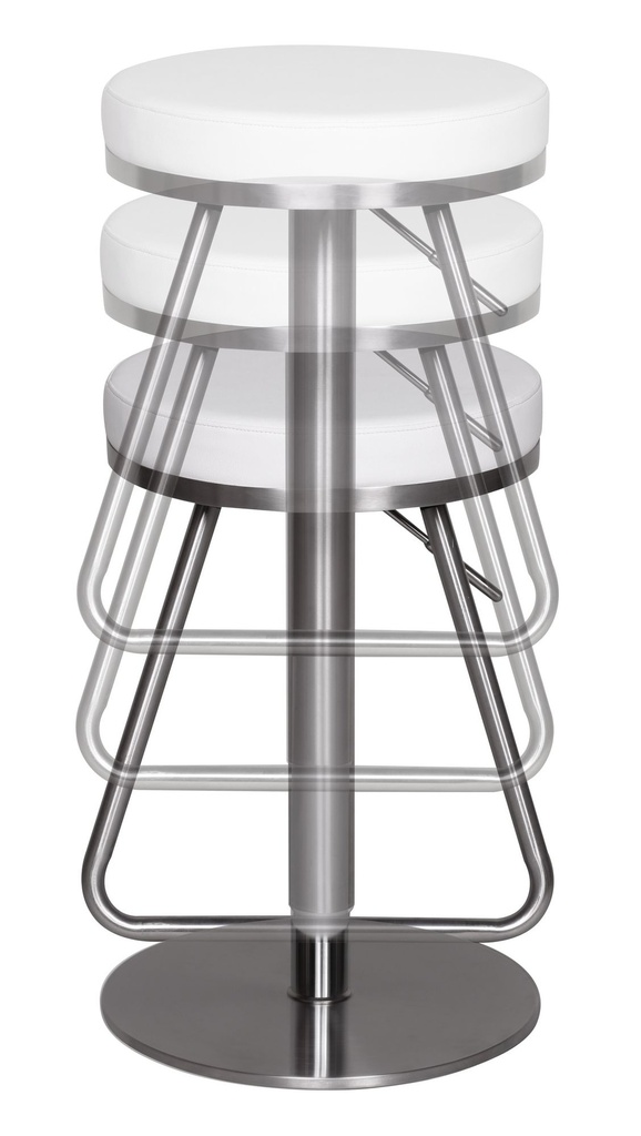 Tabouret de bar blanc en acier inoxydable, assise réglable en hauteur 54 - 79 cm_05