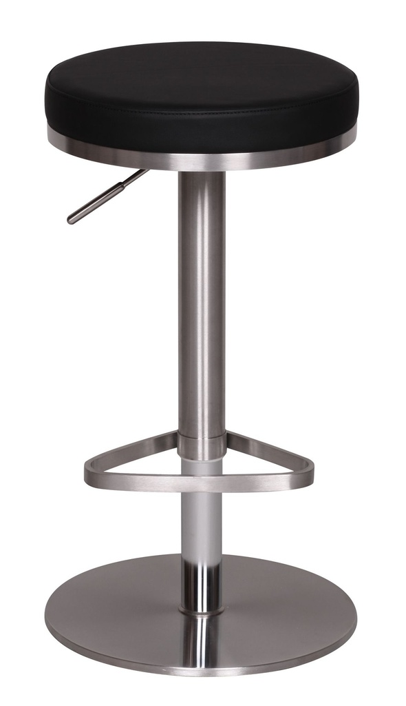 Tabouret de bar en acier inoxydable noir, hauteur d'assise réglable 57 - 82 cm_01