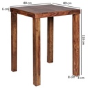 Table de bar MUMBAI en bois de Sesham massif 80 x 80 x 110 cm, carrée marron foncé_03