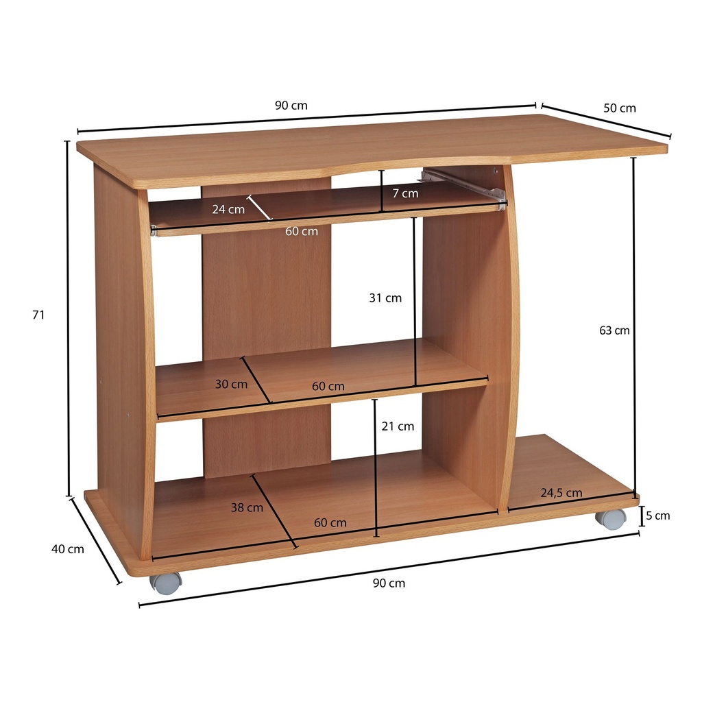 Table d'ordinateur DIANA en hêtre enroulable 90 x 71 x 50 cm avec tiroir pour clavier_03