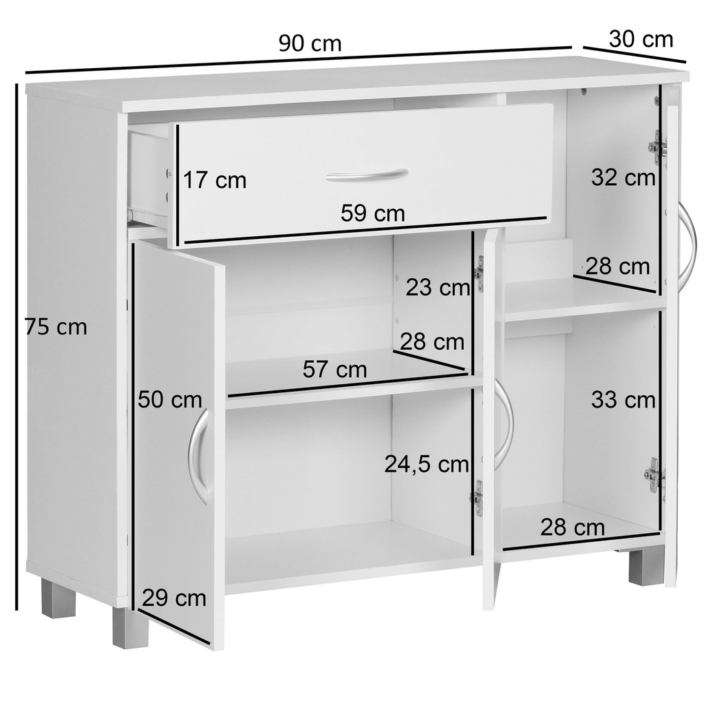 Buffet design JARRY 90 x 75 x 30 cm blanc_02