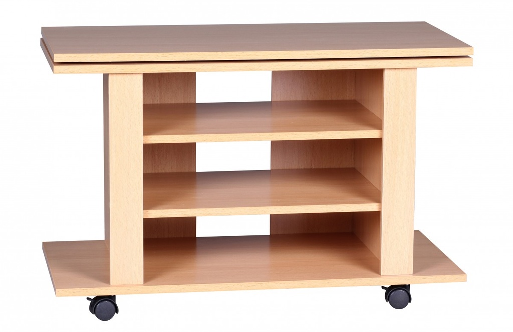 TV HiFi banc LUCA table TV en hêtre rotative et enroulable 75 x 38 x 51 cm_02