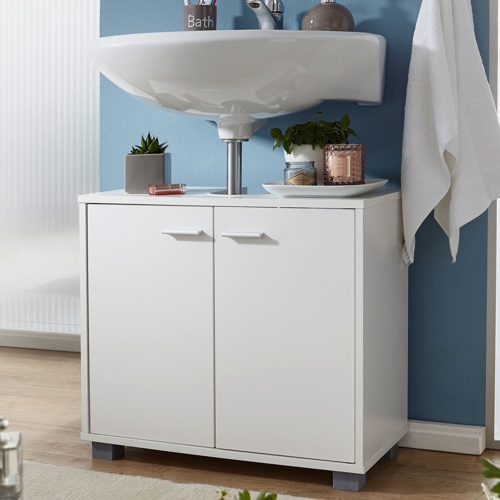 Design meuble sous lavabo avec 2 portes blanc_01