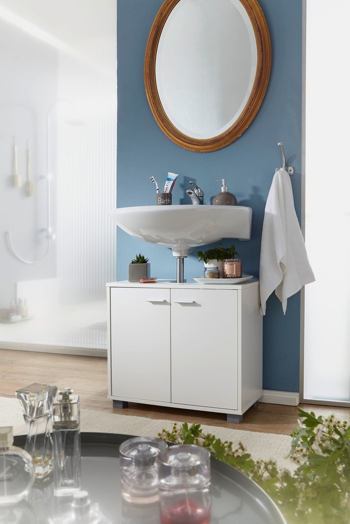 Design meuble sous lavabo avec 2 portes blanc_02