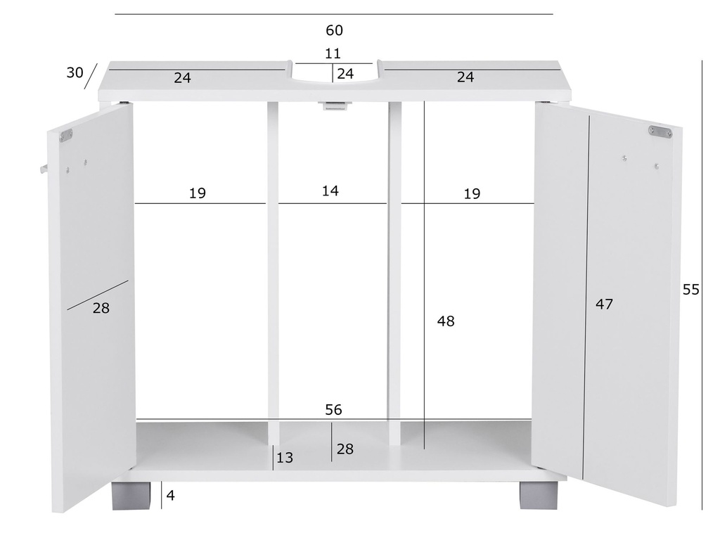 Design meuble sous lavabo avec 2 portes blanc_03