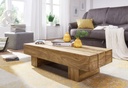 Table basse SIRA en bois d'acacia massif 120 cm de large, style maison de campagne marron foncé_02