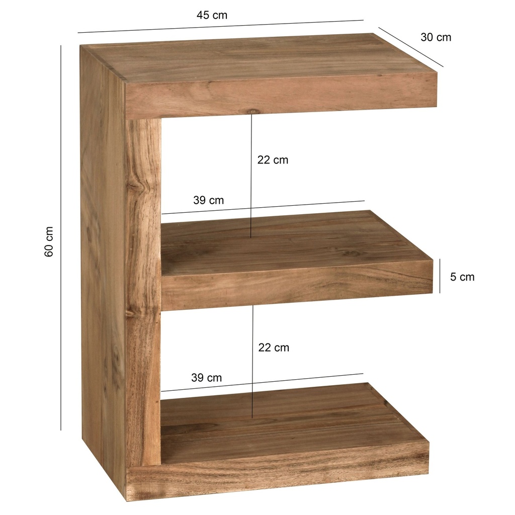 Table d'appoint MUMBAI en bois d'acacia massif E Cube 60 cm de haut, design style maison de campagne marron_03