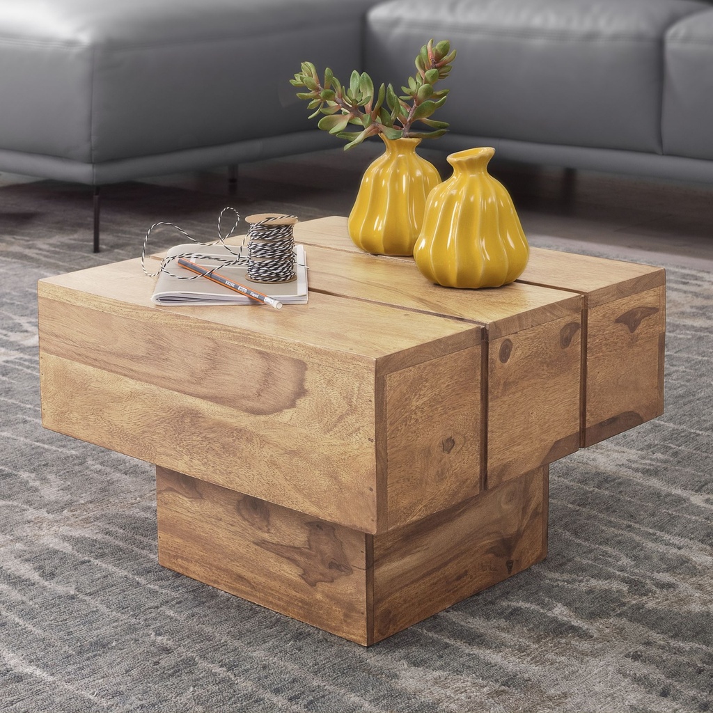 Table d'appoint SIRA en bois d'acacia massif 44 x 44 x 30 cm, cube de maison de campagne massif_01