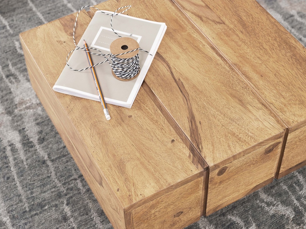 Table d'appoint SIRA en bois d'acacia massif 44 x 44 x 30 cm, cube de maison de campagne massif_04