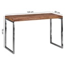 Bureau GUNA en bois de Sesham massif 120 x 60 cm, maison de campagne, avec pieds en métal_03