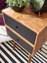 Console de nuit rétro REPA / table de chevet en bois de sheesham avec 2 tiroirs marron foncé / noir_04