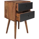 Console de nuit rétro REPA / table de chevet en bois de sheesham avec 2 tiroirs marron foncé / noir_06