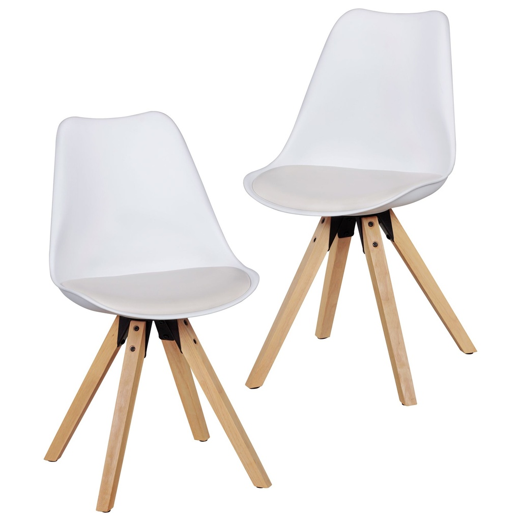 Lot de 2 chaises de salle à manger rétro Lima Blanc_01