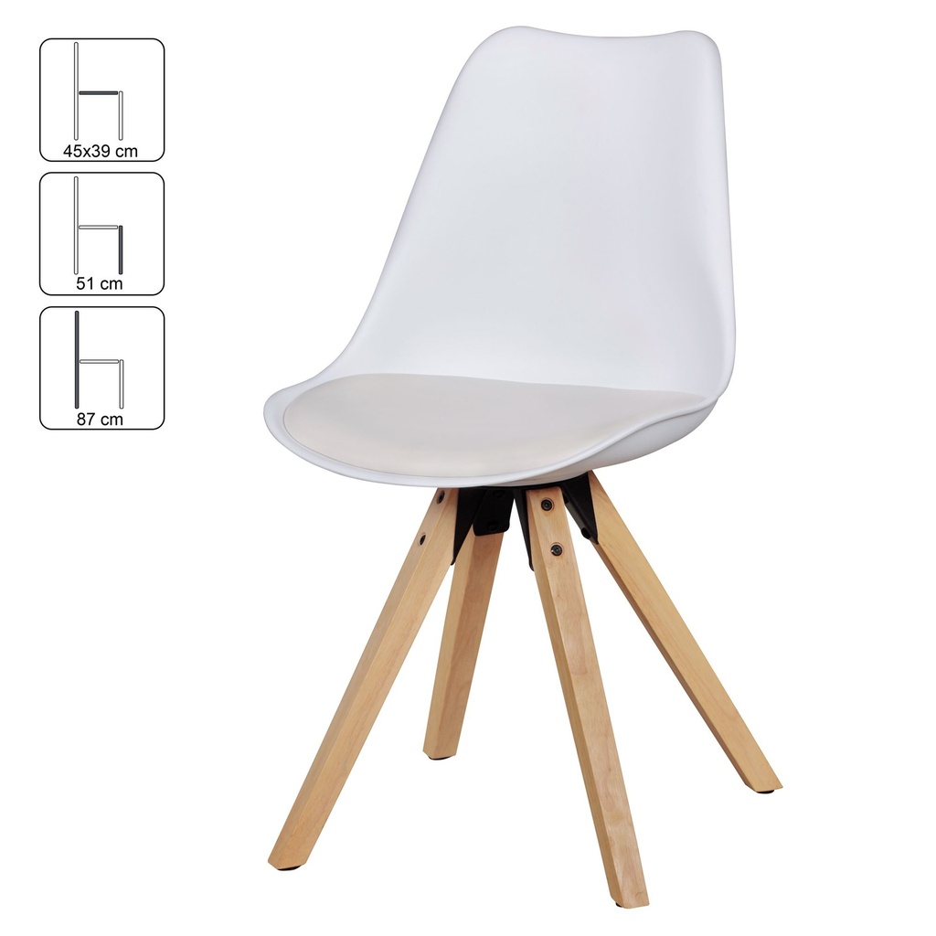 Lot de 2 chaises de salle à manger rétro Lima Blanc_03